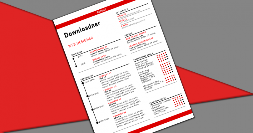 Single Paged Red and White CV and Resume Design