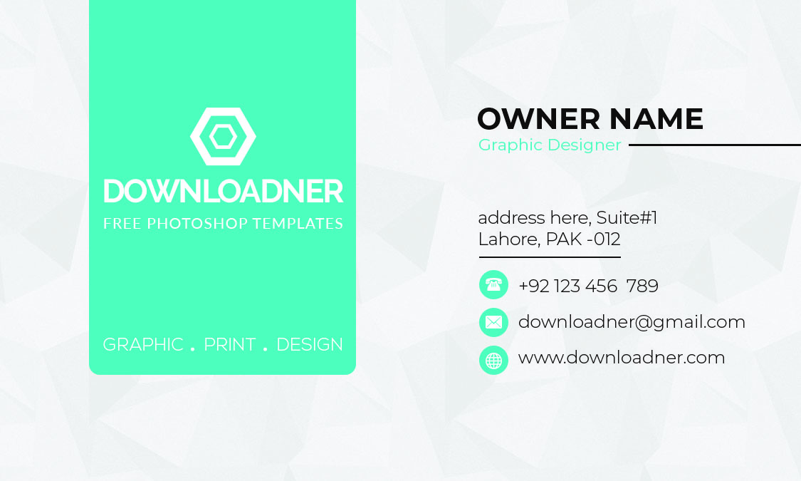 White and BGreen Business Card Template Front