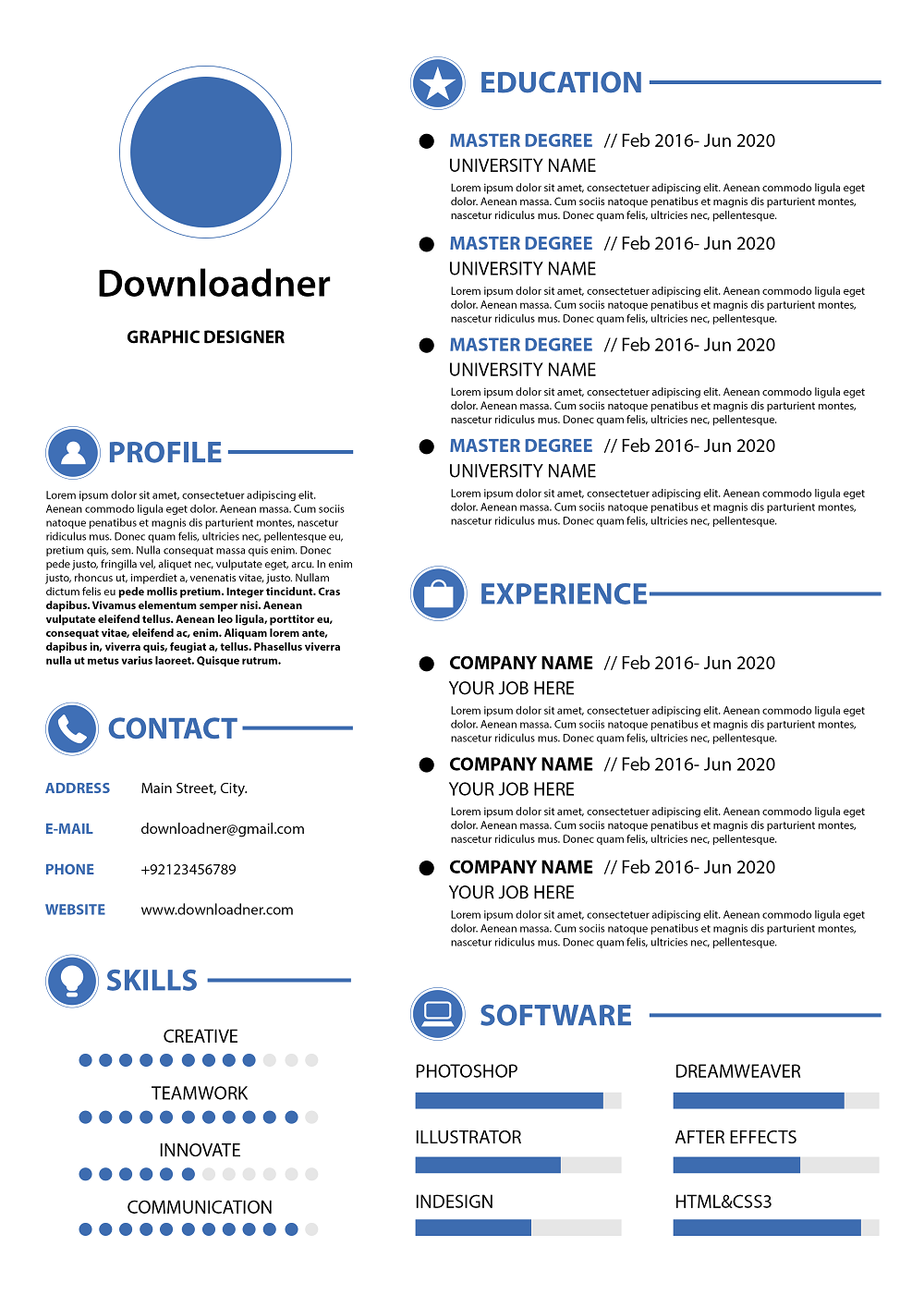 White and Blue Resume-in and CV Design