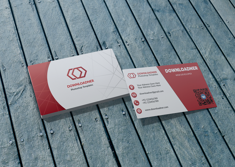 Red and White Business Card in Mock-up