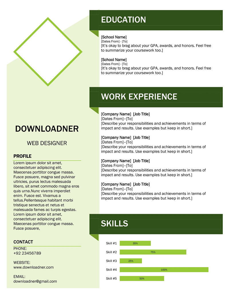 Green and White Resume and Cv 