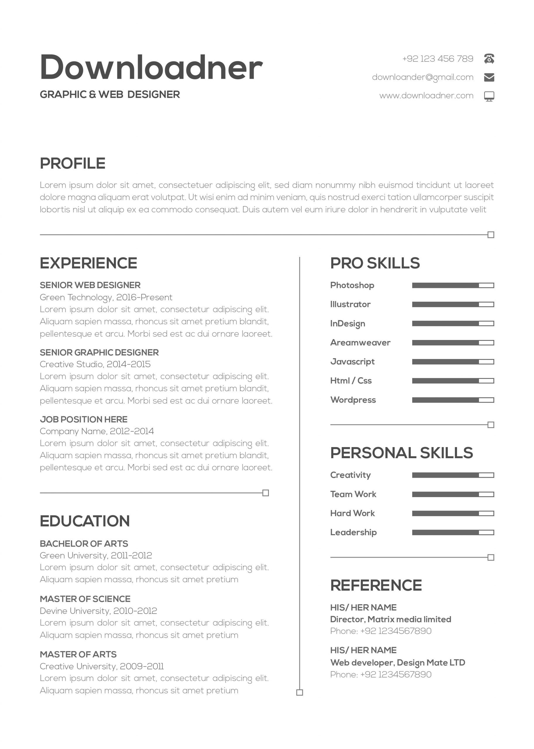 Simple White Resume or CV