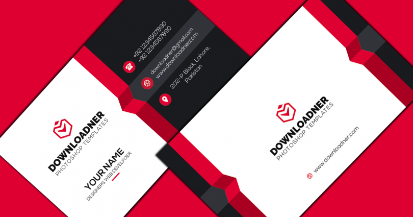 White, Red and Black Modern and Professional Business card Cover image