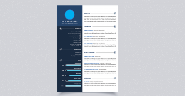 White and Blue Resume PSD Template Cover image