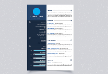 White and Blue Resume PSD Template Cover image