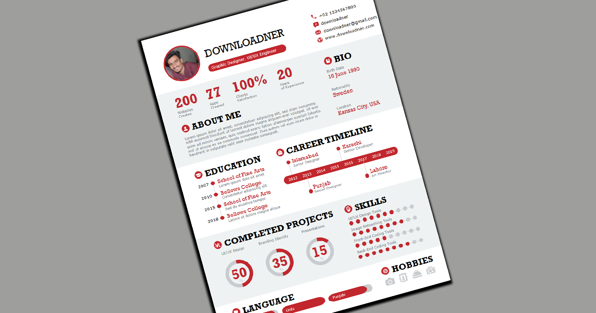 White and Red UI or UX Designer Resume Cover image